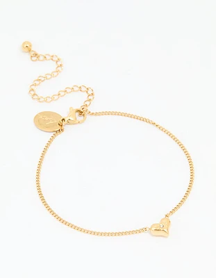 Waterproof Gold Plated Stainless Steel Dainty Heart Bracelet