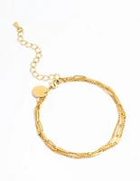 Waterproof Gold Plated Stainless Steel Layered Chain Bracelet