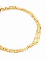 Waterproof Gold Plated Stainless Steel Layered Chain Bracelet