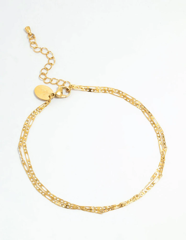 Waterproof Gold Plated Stainless Steel Double Layered Anklet