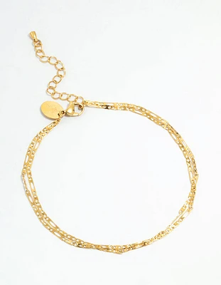 Waterproof Gold Plated Stainless Steel Double Layered Anklet