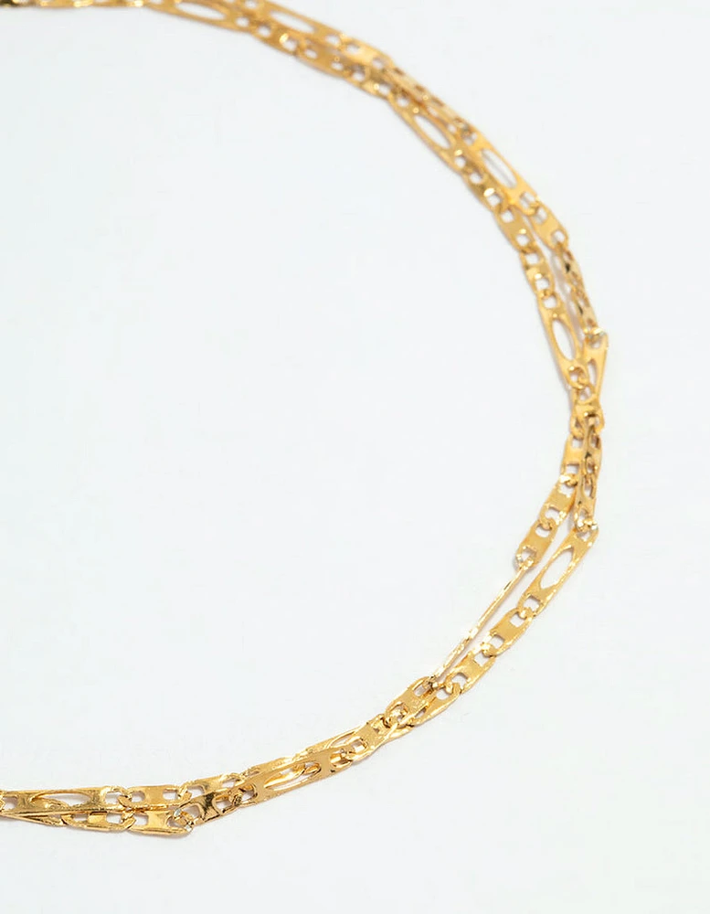 Waterproof Gold Plated Stainless Steel Double Layered Anklet