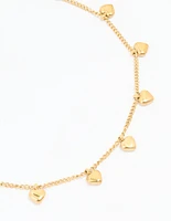 Waterproof Gold Plated Stainless Steel Heart Charms Anklet