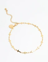Waterproof Gold Plated Stainless Steel Cross Anklet
