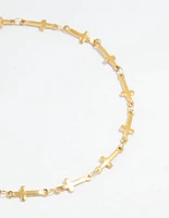 Waterproof Gold Plated Stainless Steel Cross Anklet