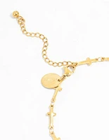 Waterproof Gold Plated Stainless Steel Cross Anklet