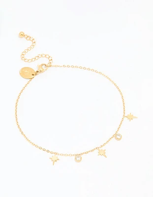Waterproof Gold Plated Stainless Steel Cubic Zirconia Anklet