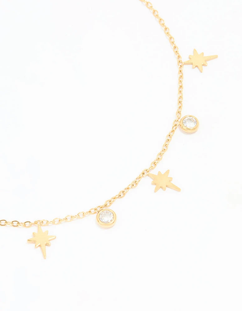 Waterproof Gold Plated Stainless Steel Cubic Zirconia Anklet