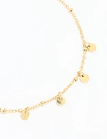 Waterproof Gold Plated Stainless Steel Disc Anklet