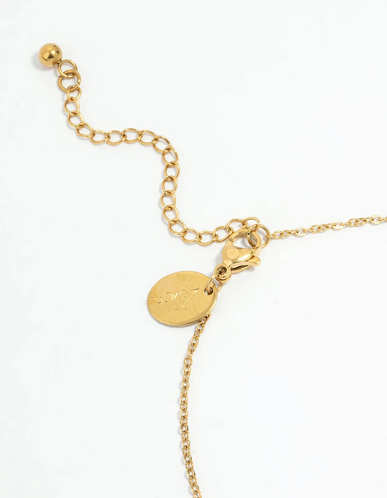 Waterproof Gold Plated Stainless Steel Cubic Zirconia Droplet Anklet