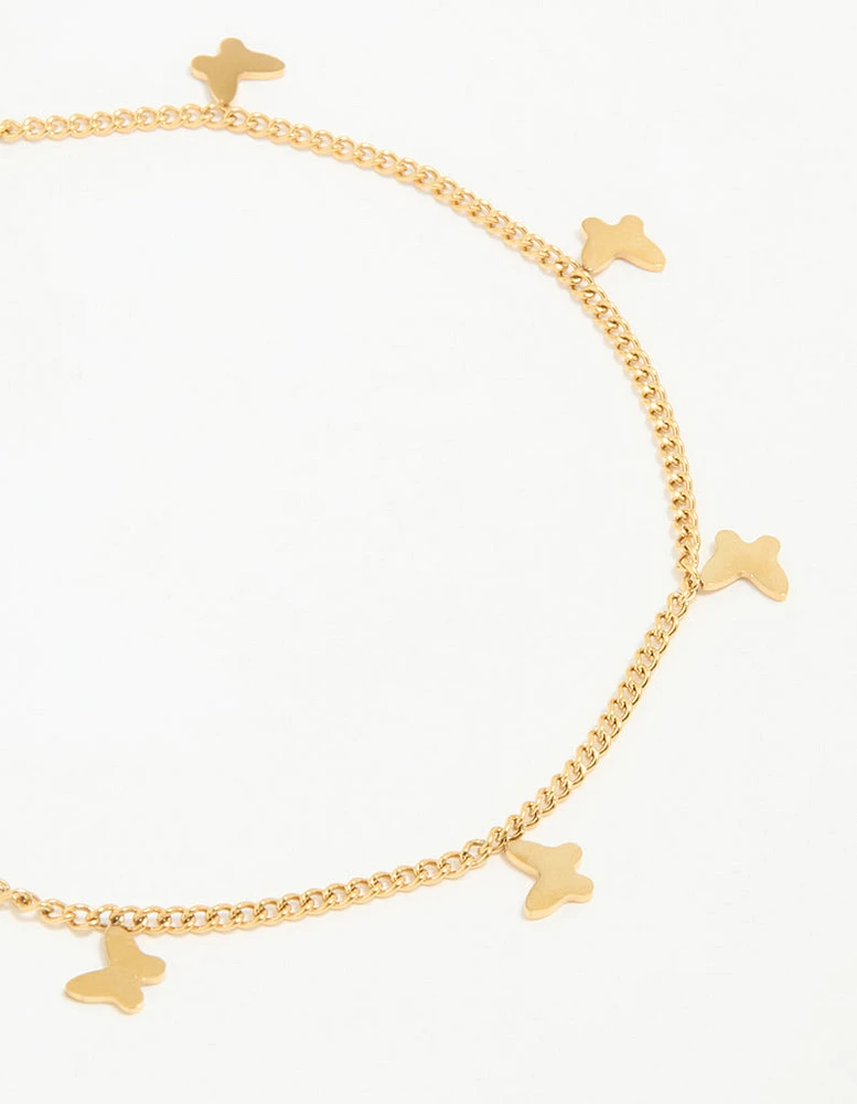 Waterproof Gold Plated Stainless Steel Multi Butterfly Anklet