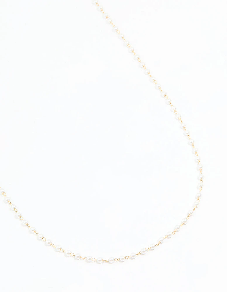 Waterproof Gold Plated Stainless Steel Pearl Waist Chain