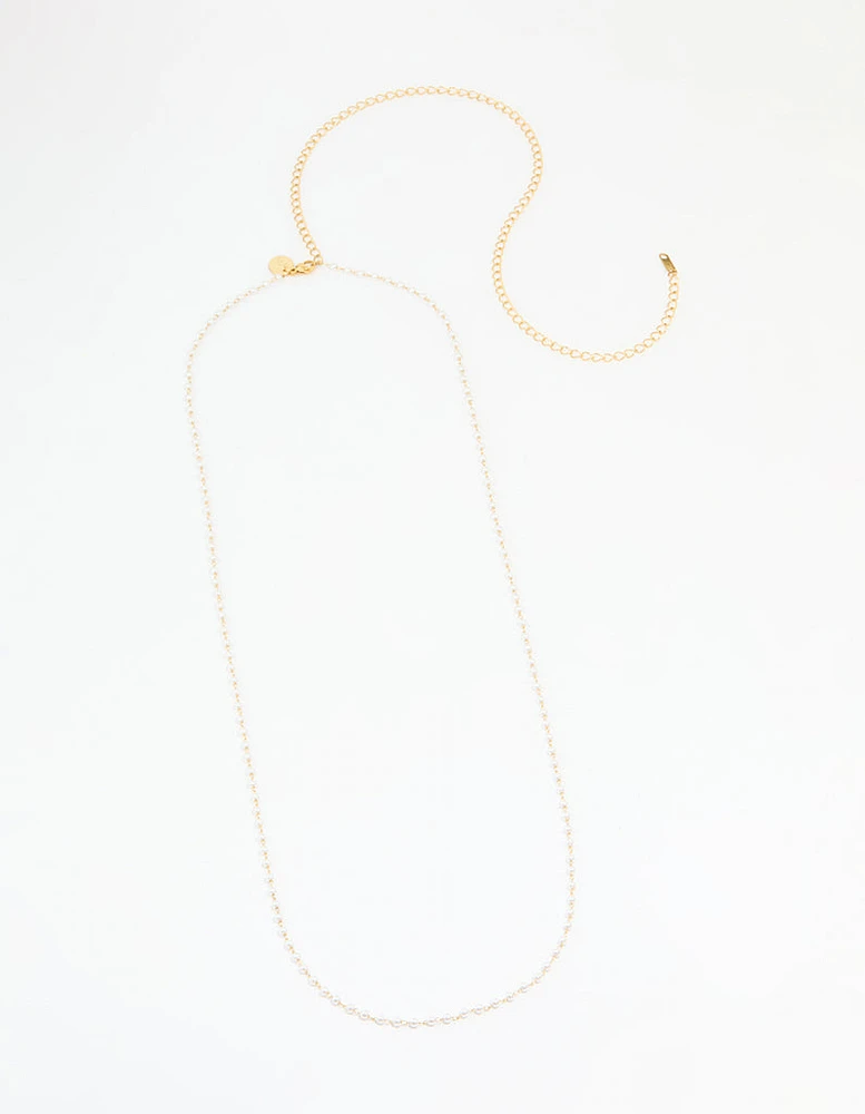 Waterproof Gold Plated Stainless Steel Pearl Waist Chain