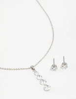 Silver Cubic Zirconia Necklace & Earrings Set
