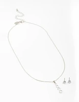 Silver Cubic Zirconia Necklace & Earrings Set