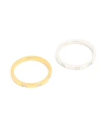 Waterproof Mixed Stainless Steel Cubic Zirconia Rings 2-Pack