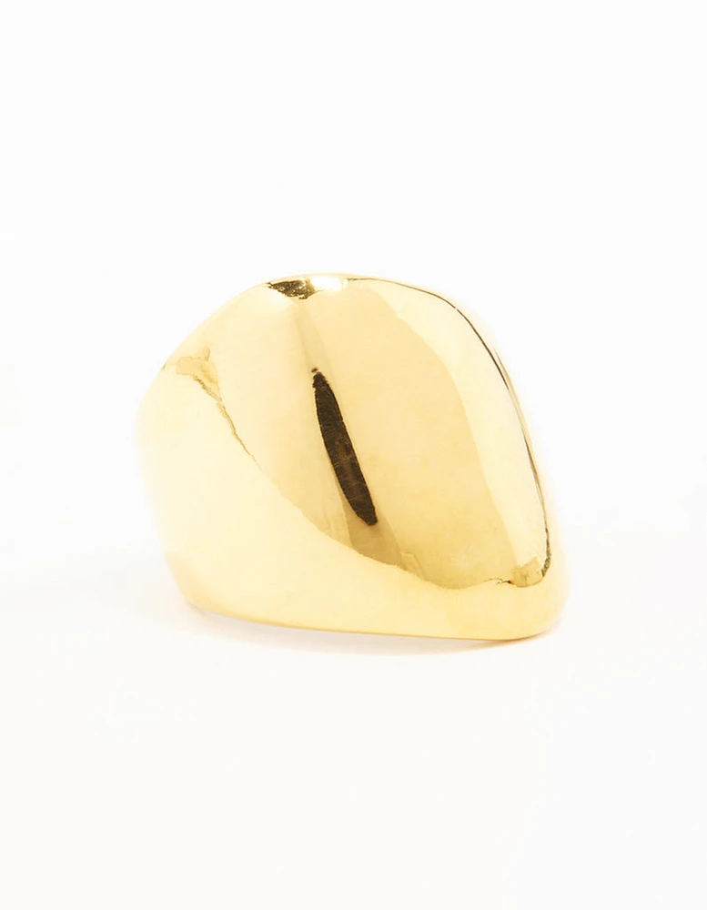 Waterproof Gold Plated Stainless Steel Statement Rectangle Ring