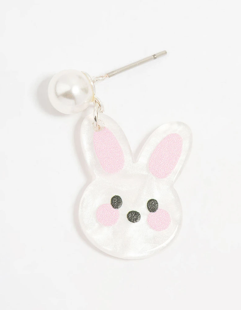 Kids Pearl Mini Bunny Drop Earrings