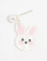 Kids Pearl Mini Bunny Drop Earrings