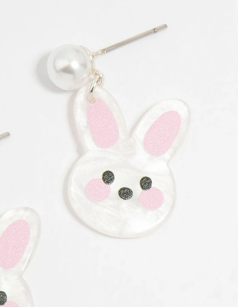 Kids Pearl Mini Bunny Drop Earrings