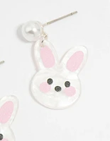 Kids Pearl Mini Bunny Drop Earrings