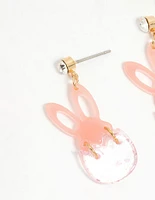 Kids Pink Glitter Bunny & Egg Drop Earrings