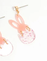 Kids Pink Glitter Bunny & Egg Drop Earrings