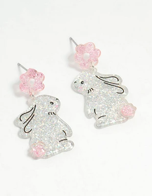 Kids Glitter Mini Bunny Drop Earrings