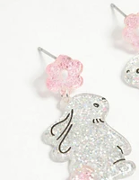 Kids Glitter Mini Bunny Drop Earrings