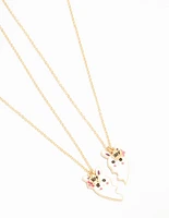 Kids Gold Bunny Heart BFF Pendant Necklaces 2-Pack