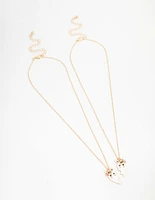 Kids Gold Bunny Heart BFF Pendant Necklaces 2-Pack
