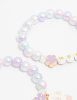 Kids Beaded Pink & Purple Bunny BFF Stretch  Bracelets 2-Pack