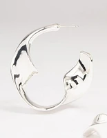 Silver Twisted Hoop Large Earrings