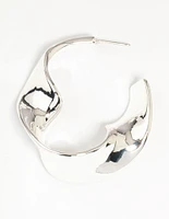 Silver Twisted Hoop Large Earrings