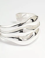 Silver Wave Triple Row Wrist Cuff