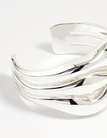 Silver Wave Triple Row Wrist Cuff