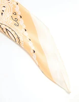 White Fabric Western Print Scarf