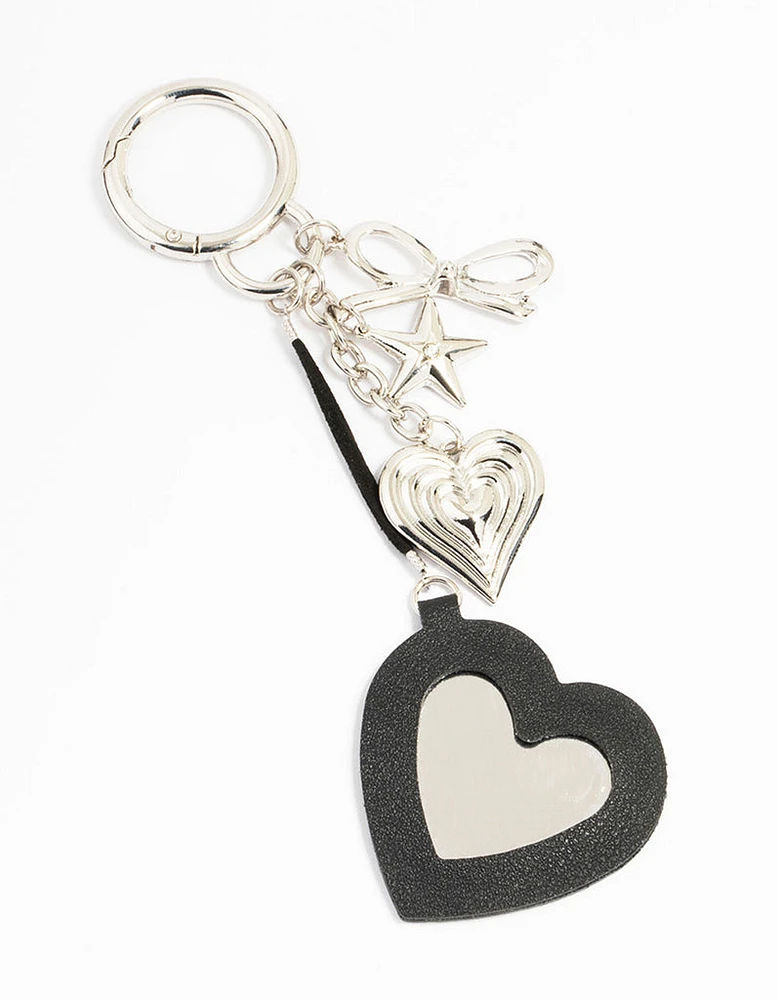 Silver Mirror Heart Keychain