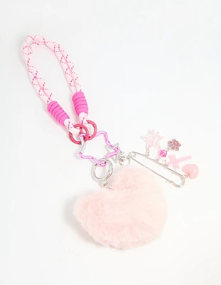 Pink Heart Rope Keychain