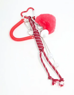 Red Rope & Heart Keychain