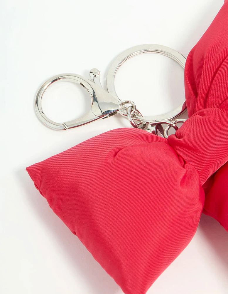 Red Puffy Bow Keychain