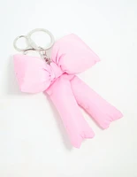 Pink Puffy Bow Keychain