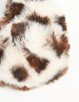 Fluffy Fabric Leopard Print Heart Keychain