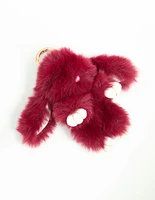 Red Fluffy Fabric Small Bunny Keychain