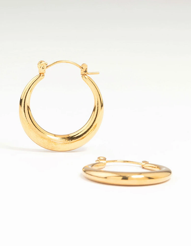 Waterproof Gold Plated Stainless Steel Crescent Hoop Earrings 18 MM