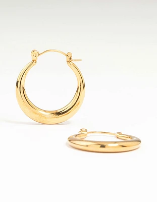Waterproof Gold Plated Stainless Steel Crescent Hoop Earrings 18 MM