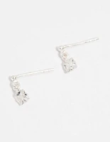 Sterling Silver Cubic Zirconia Princess Cut Drop Earrings