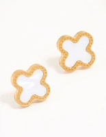 Waterproof Gold Plated Stainless Steel Enamel Flower Stud Earrings