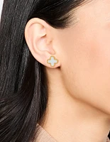 Waterproof Gold Plated Stainless Steel Enamel Flower Stud Earrings