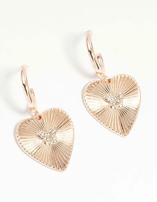 Rose Gold Butterfly & Heart Hoop Earrings